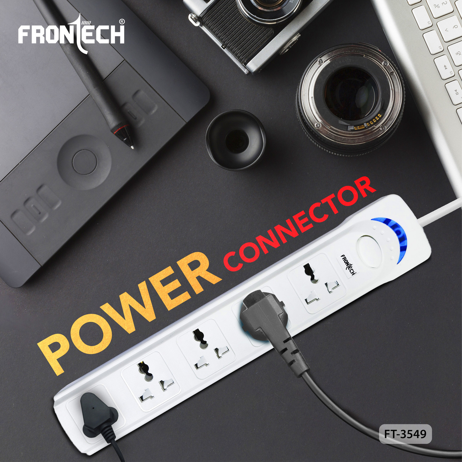 Image of Frontech 5-Outlet Power Strip with 5M Long Cable | 2500W Max Output | Wall Mount 5 Socket Extension Boards