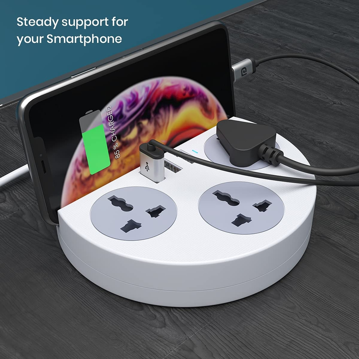Image of DEGNO Power Plate 1500W with Mobile Holder with USB Charger 3AC Socket + 3USB Ports 6 Socket Extension Boards