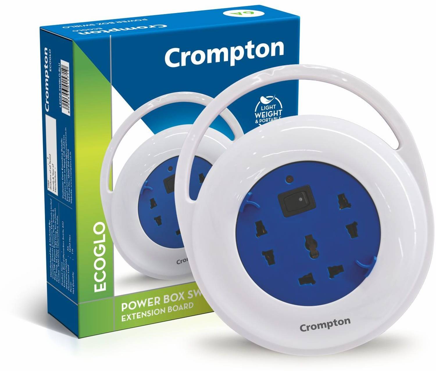 Crompton Powerbox Swirlo 6A Reel with cable 3 Socket Extension Boards
