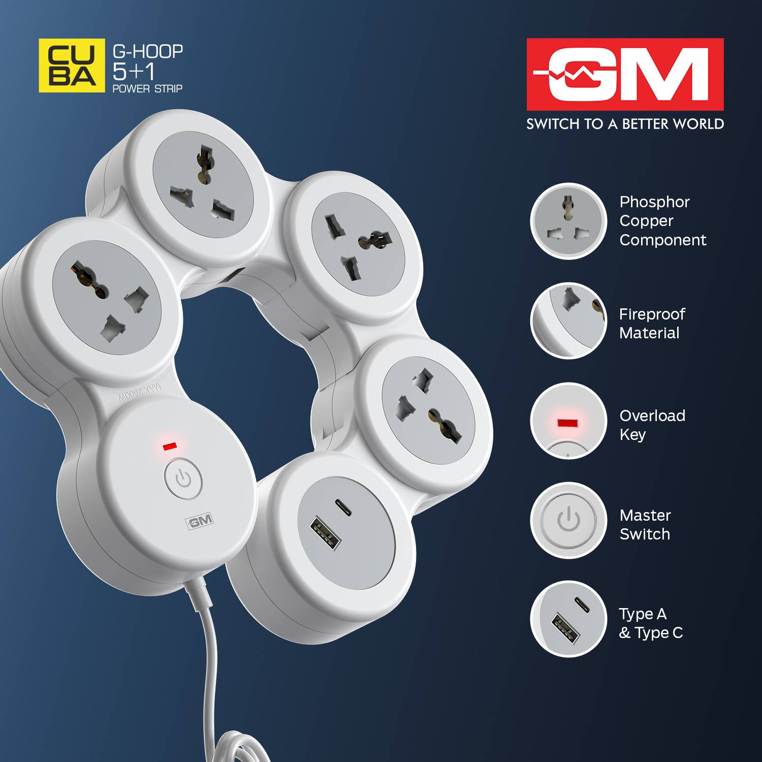 GM G-Hoop 4 Socket Extension Boards Price in India - Buy GM G-Hoop
