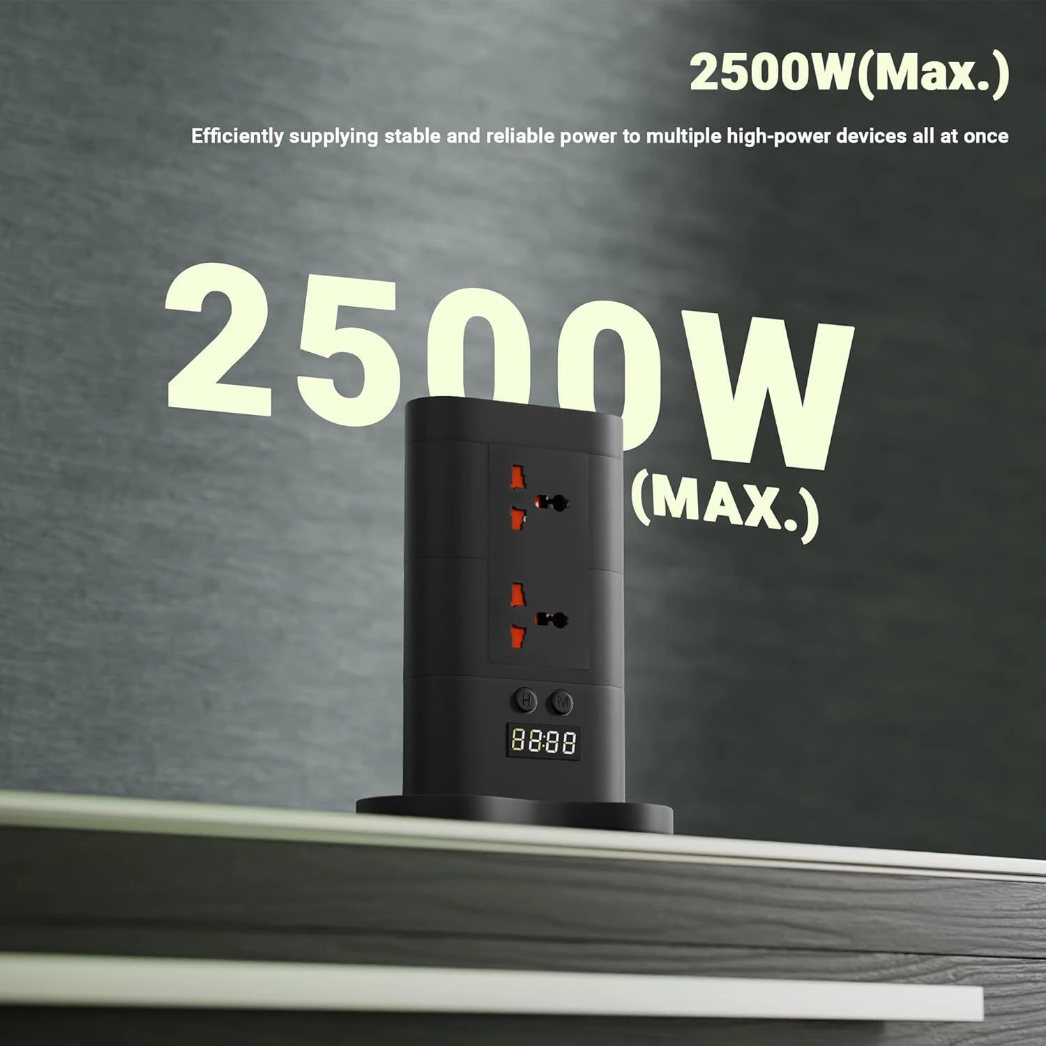 Image of ZEBRONICS Power Block 385, 2500 W, 10 Amps, Digital Counter, 1 Type C Port, 2 USB Ports & 8 Socket Extension Boards