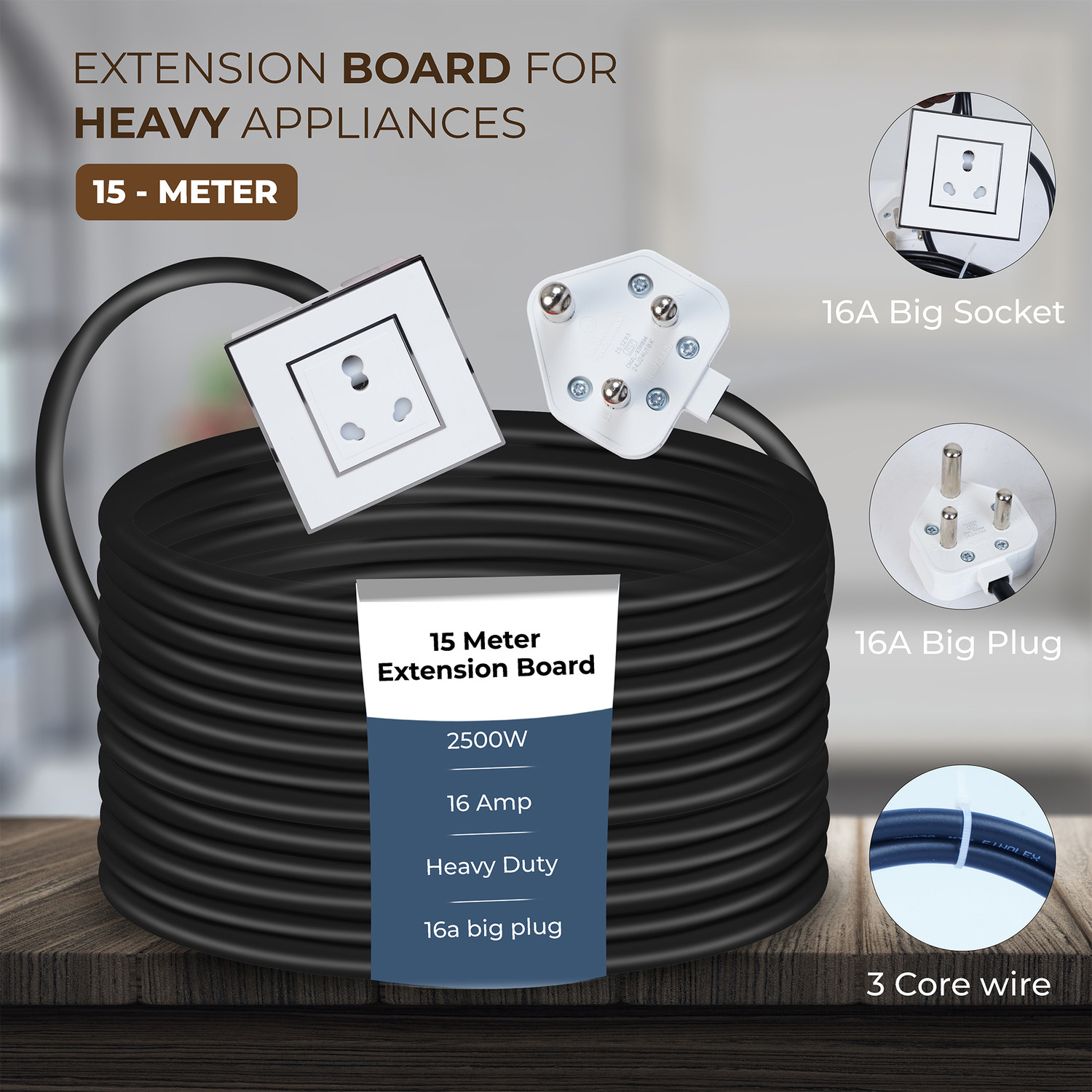 Image of HI-FI Inba Innovation 16A Heavy 3 Pin Top 20A 1 Switch 1 Socket Extension Boards