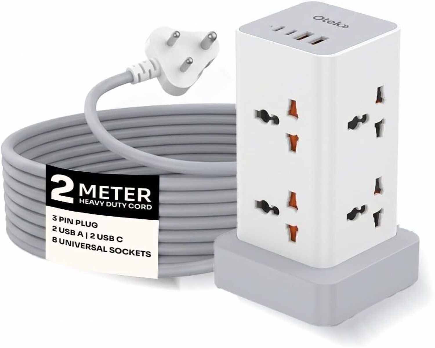Image of OTEK Heavy Duty 2 USB & 2 Type-C Fast Charging 8 Socket Extension Boards