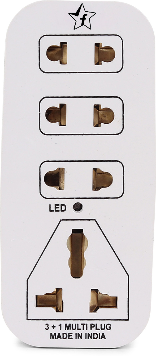 Image of Flipkart SmartBuy 3 + 1 Multiplug with LED Indicator, 4 Universal sockets (Beige Pack of 1) 4 Socket Extension Boards