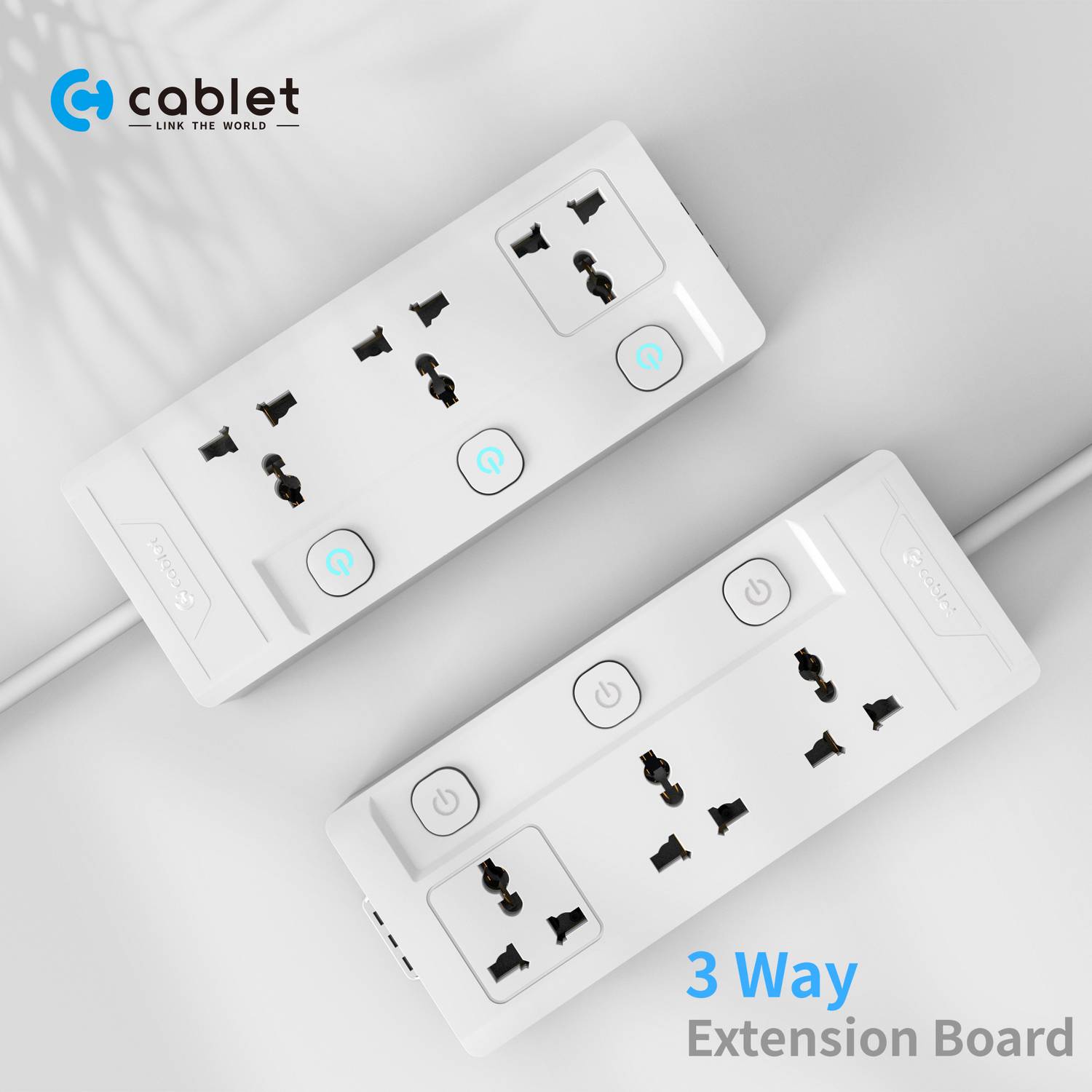 Cablet 3030-45 - 3 Universal Socket, 3 Switch and 4.5m Heavy Duty Cable 3 Socket Extension Boards