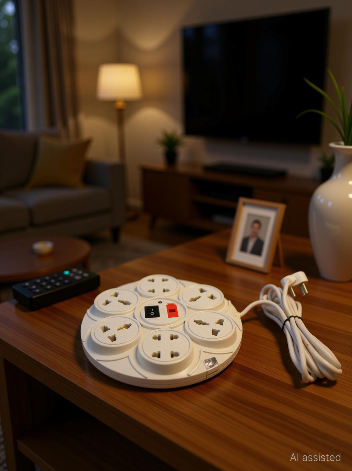 Image of TELXMO ELECTRIC 6 Round White 6 Socket Extension Boards