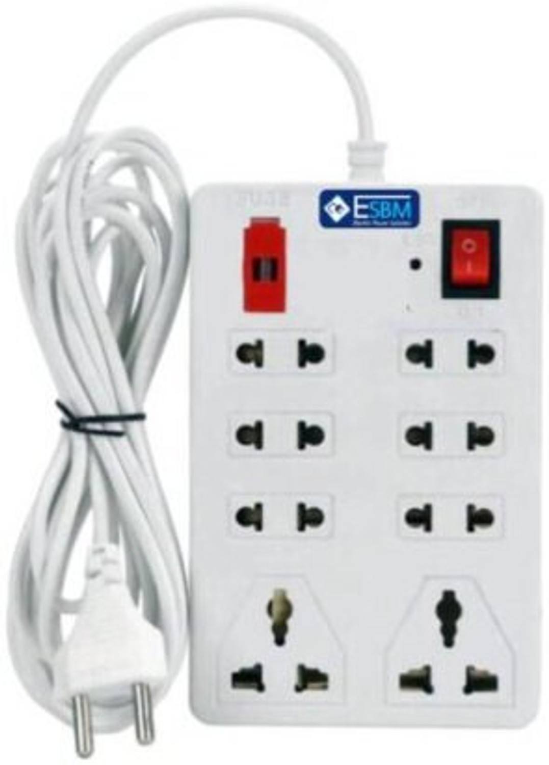 Image of GLUCKLICH se20 8+1 Extension Board with 2m Long Wire & Universal Fit 8 Socket (white,2m) 8 Socket Extension Boards
