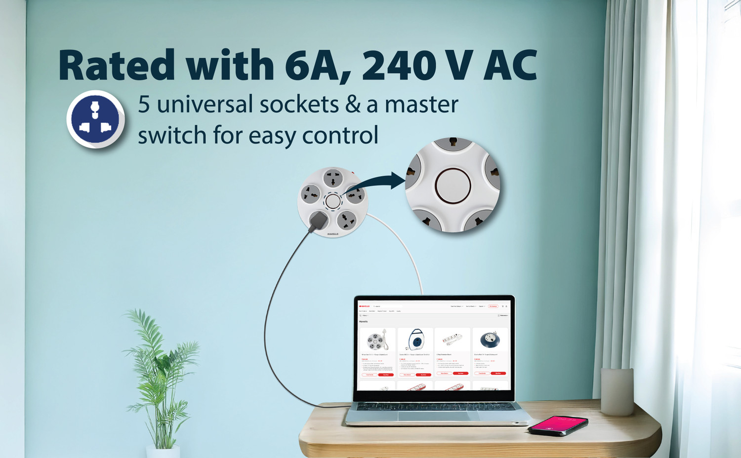 Image of HAVELLS USB Star 5 Socket Extension Boards