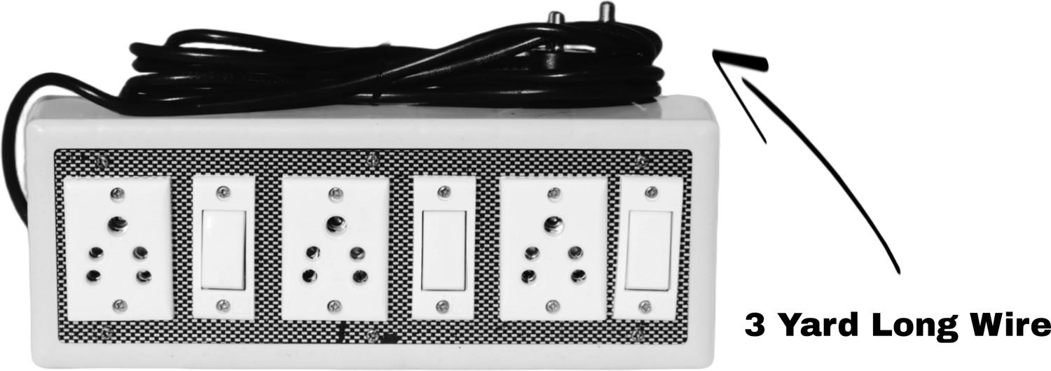 Image of KHOPALA 3 Socket & 3 Switch Board with 3 Yard wire 3 Socket Extension Boards