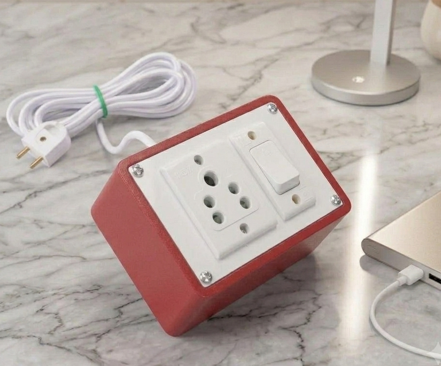 Image of ELITRO Premium 6A Multi-Plug Extension Board 4x4inch With 3 Meters chord 1 Socket Extension Boards