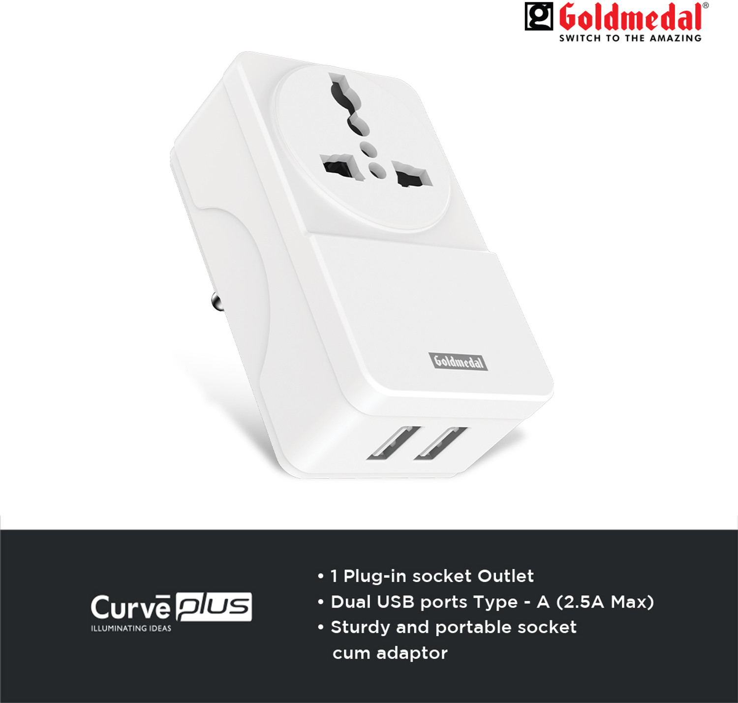 Image of Goldmedal Zesto Travel Adaptor 1 Socket Extension Boards