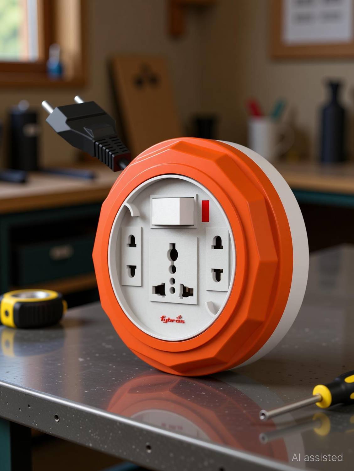 Fybros Comex 2 Pin Board Flex Box 5 Meter Power Cable |2 Year Warranty| 3  Socket Extension Boards