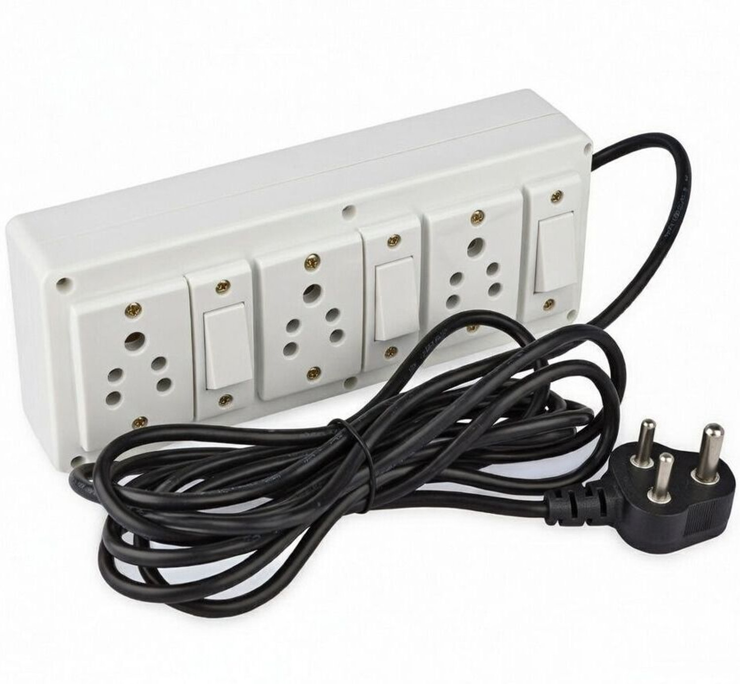 Image of Stallionpro Heavy Duty Pvc Extension Board 3 Socket & 3Switch With 3 Meters Wire (White) 3 Socket Extension Boards