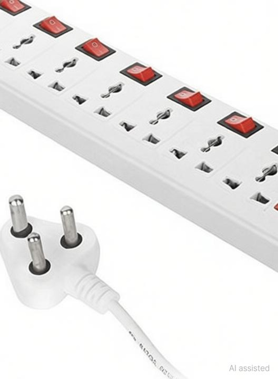 Image of Leavess ABS 7 SOCKET + 7 SWITCH EXTENSION BOARD WITH 3MTR WIRE WITH FUSE 7 Socket Extension Boards