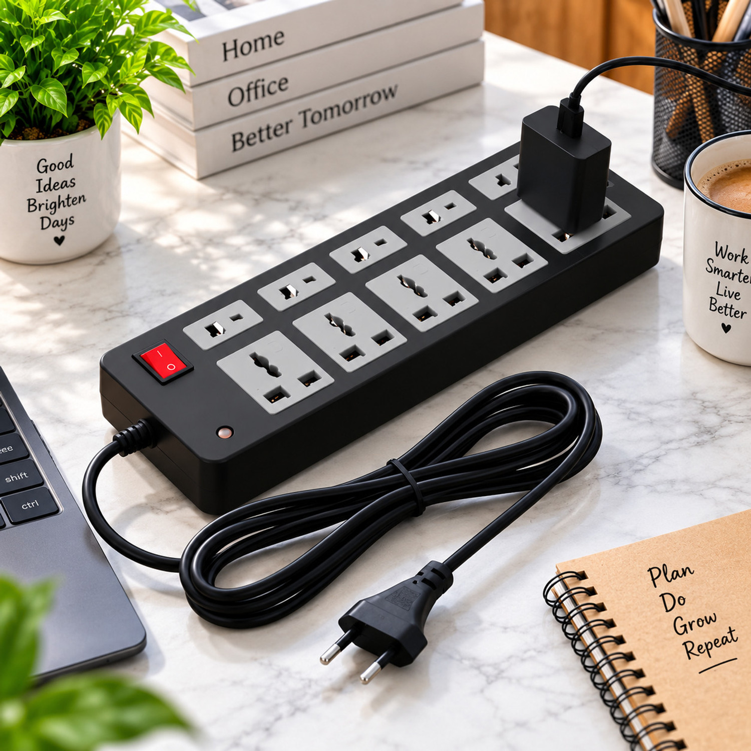 Image of Alpha groups 5+5 Socket Extension Board 10 Socket Power Strip with ON /OFF 10 Socket Extension Boards (Multicolor, 3 m)