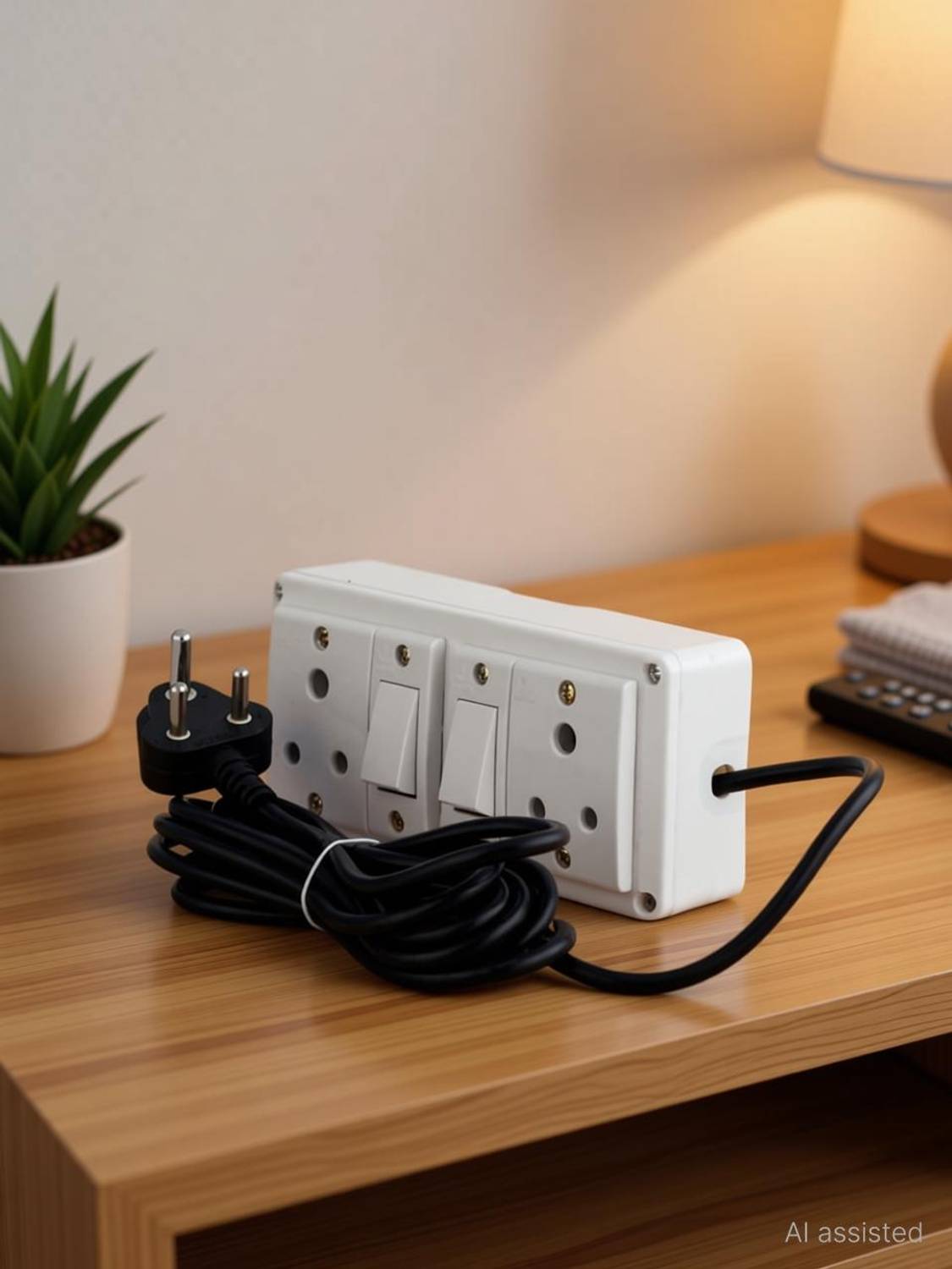 JELECTRICALS White Heavy Duty Extension Board With Copper Wire | 6AMP 3 PIN & Anchor Switch 2 Socket Extension Boards