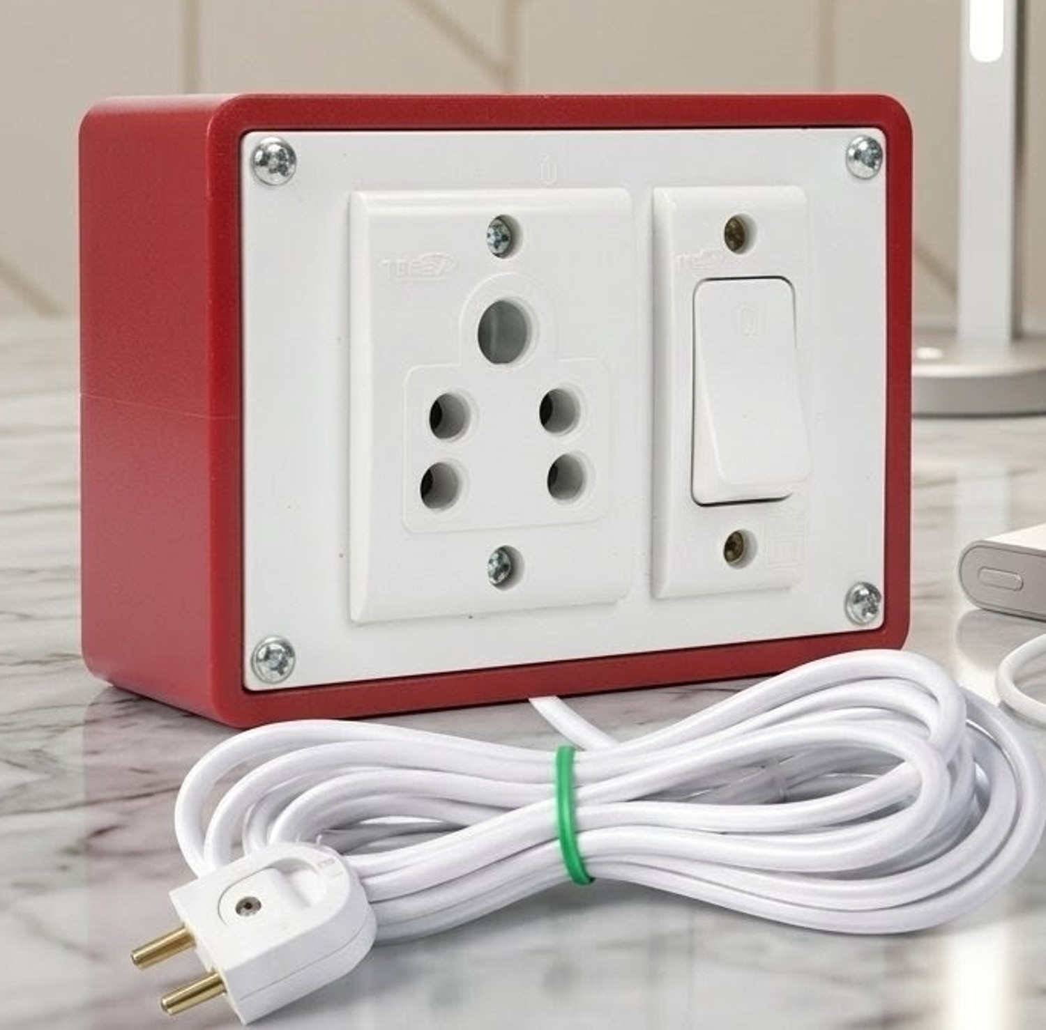 Image of ELITRO Premium 6A Multi-Plug Extension Board 4x4inch With 3 Meters chord 1 Socket Extension Boards