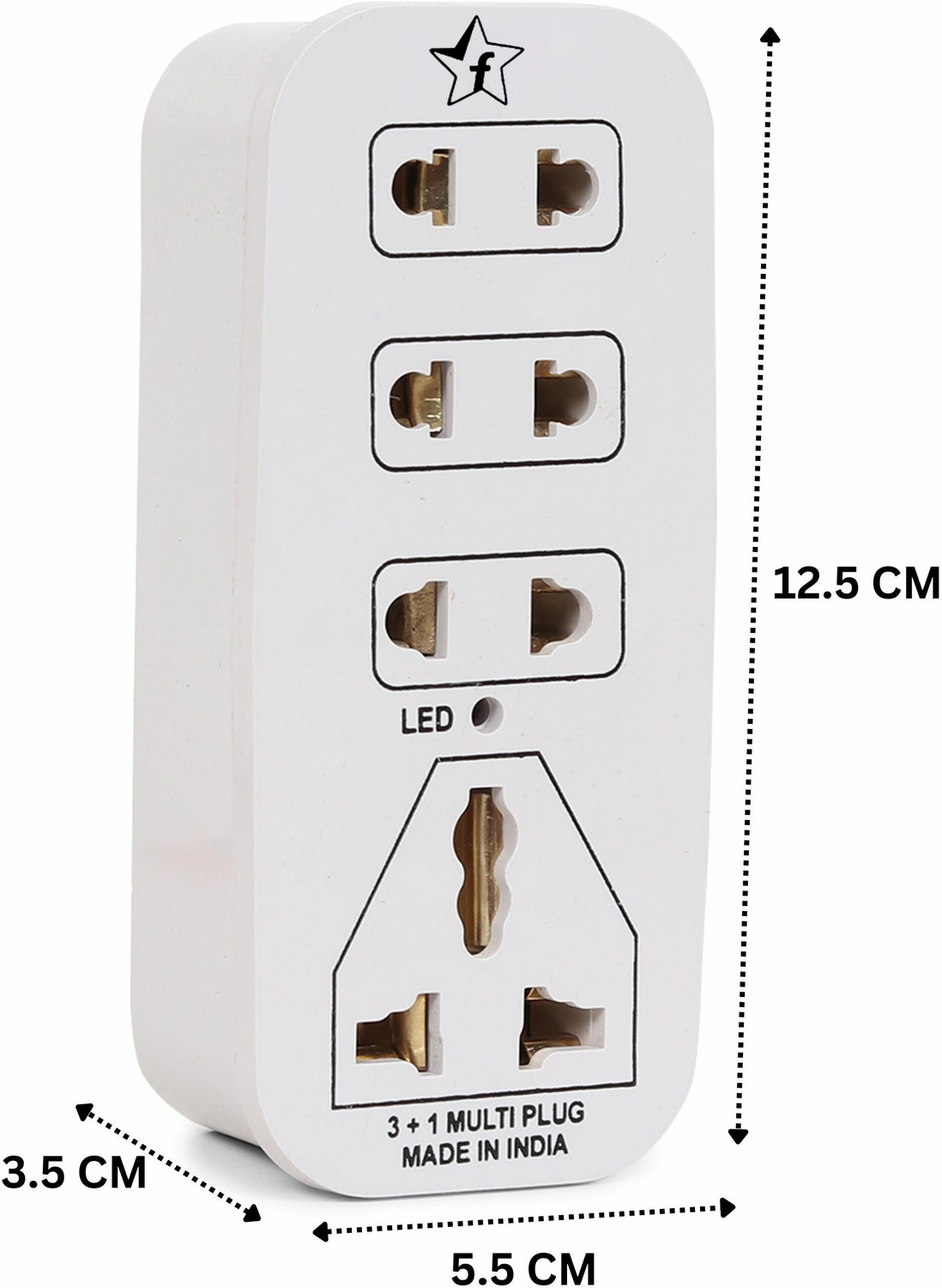 Image of Flipkart SmartBuy 3 + 1 Multiplug with LED Indicator, 4 Universal sockets (Beige Pack of 1) 4 Socket Extension Boards