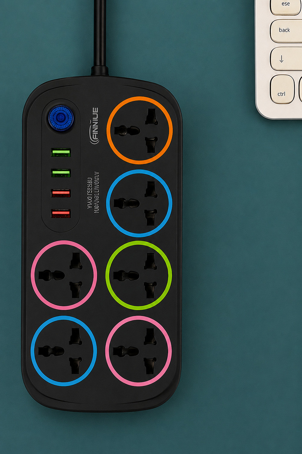Image of FERVIK black 6 Socket Extension Boards