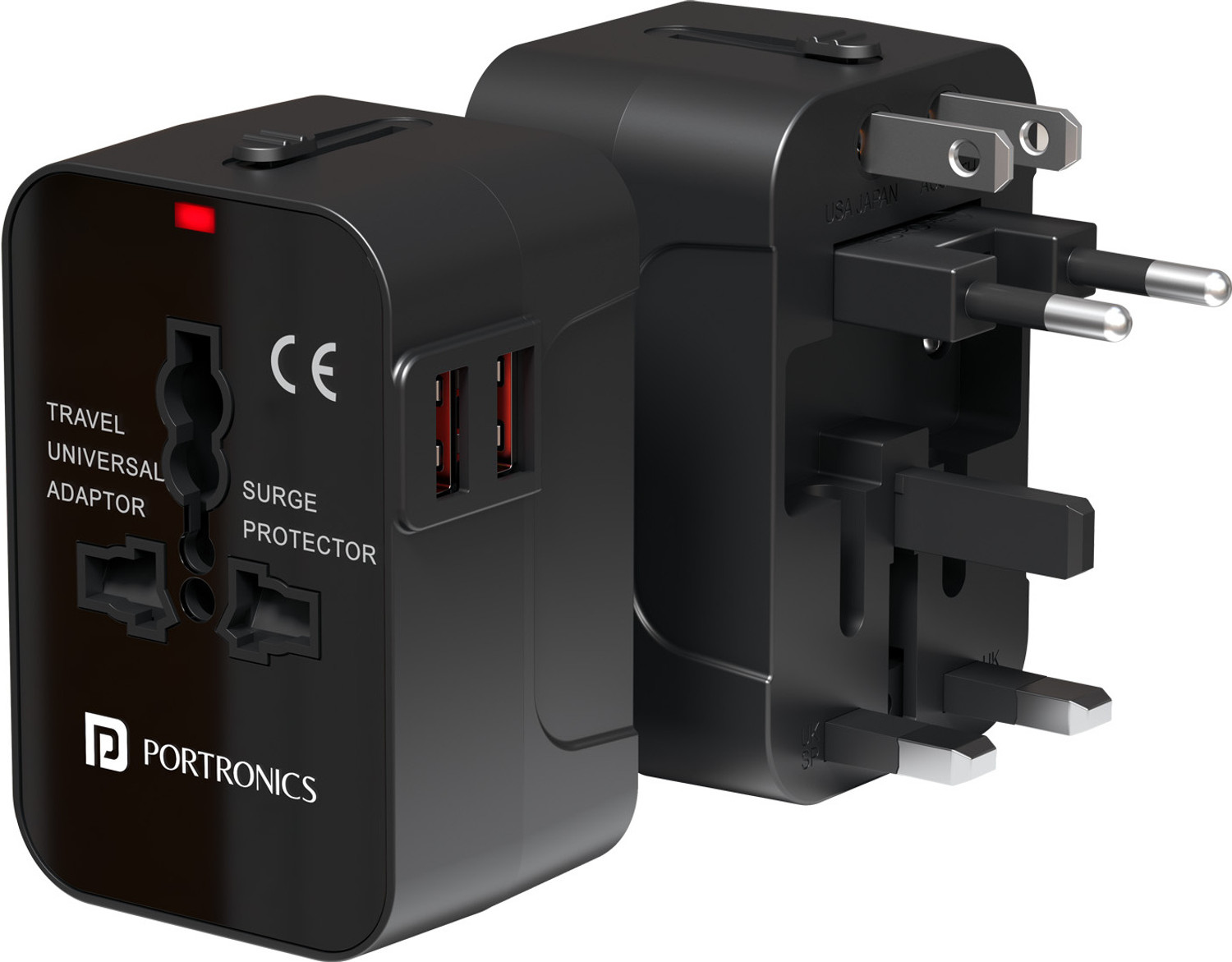 Image of Portronics Juicemate 2 Pro International Travel Adapter, 12W Dual USB-A, Fuse Protection 1 Socket Extension Boards (Black, 0 m, With USB Port)