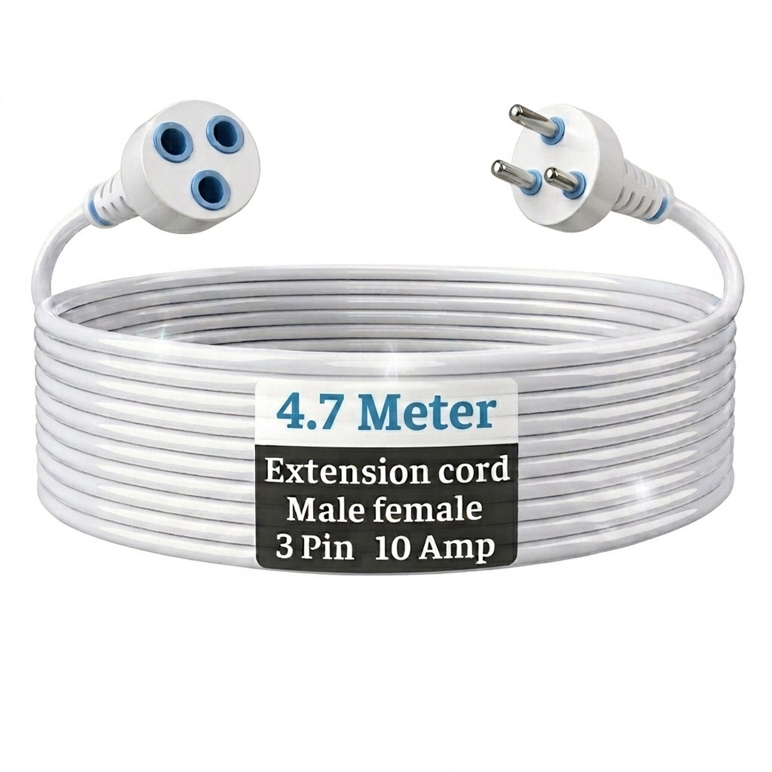 Image of ZIYTRACK Extension Power Cord Male Female | 4.7 Meter Long Wire Cord | 3 Pin Extension 1 Socket Extension Boards