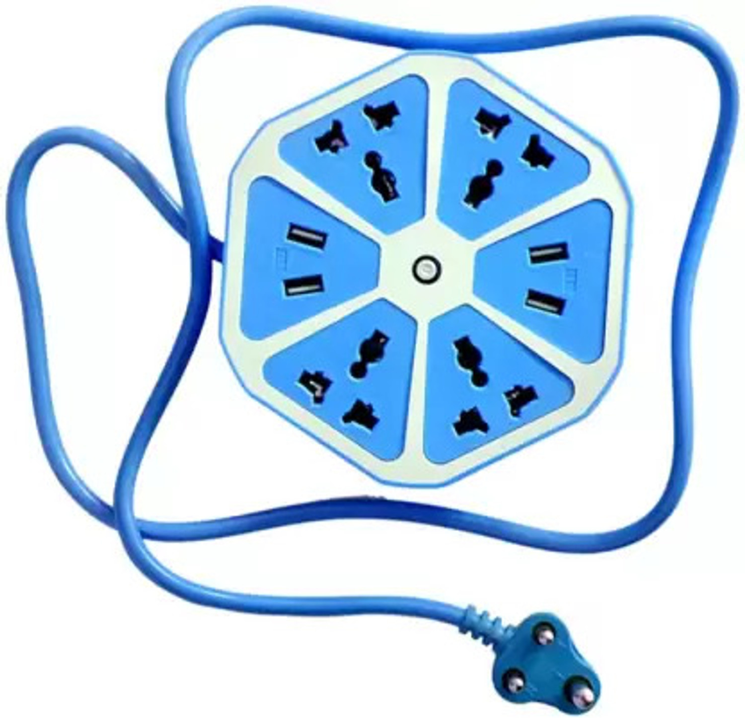 Image of FRONY Hexagon Extension Socket With 1 Meter Cable & 4 USB Ports and 4 SocketEU162 4 Socket Extension Boards
