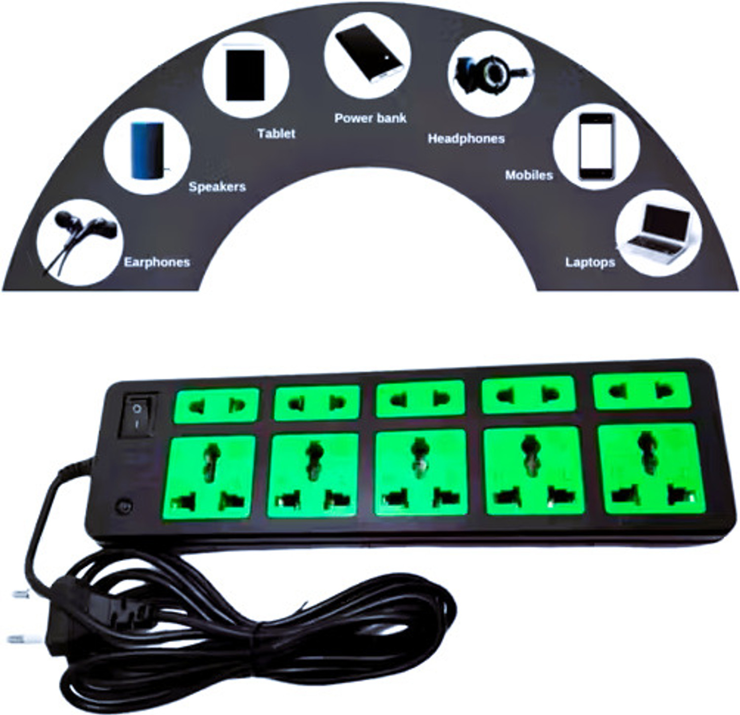 Image of GoutamOP 10 Socket Extension Board with Master Switch & Indicator 10 Socket Extension Boards