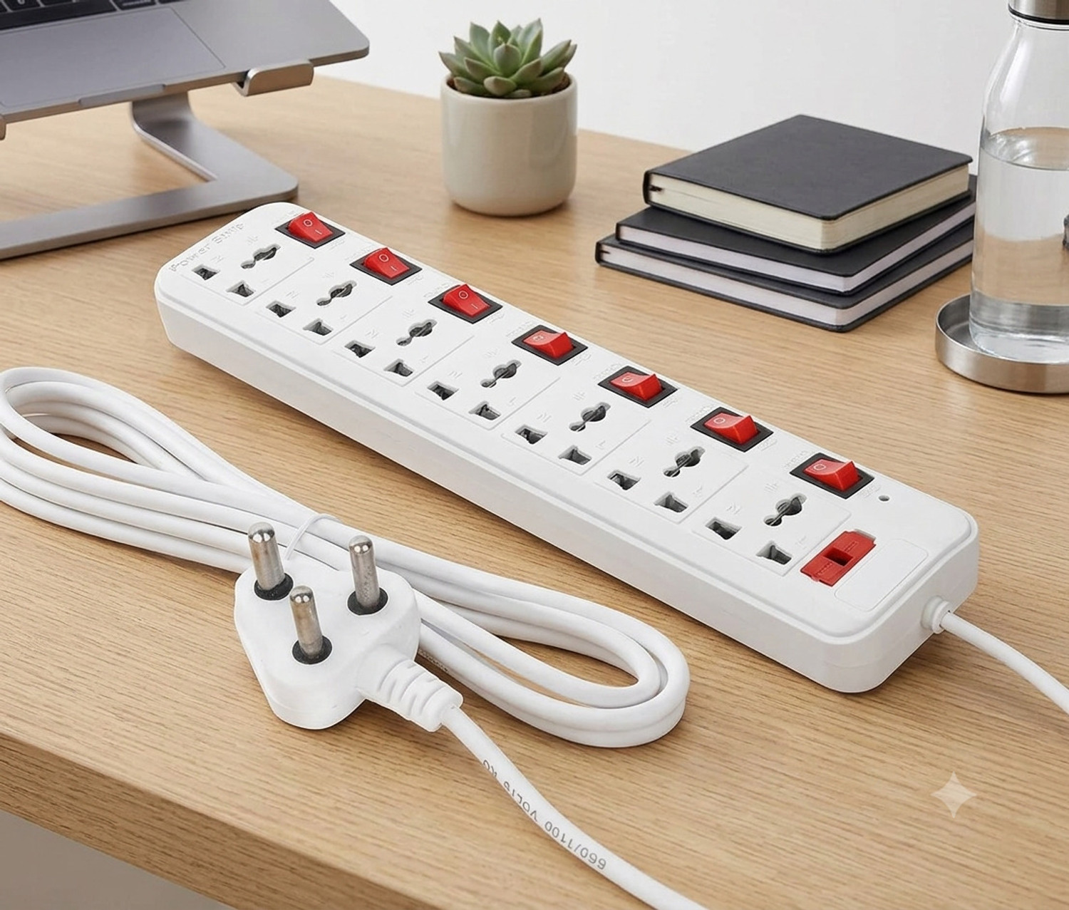 Image of DigiPrints 7 Socket Extension Board: 7x7 Power Strip with Individual Switches & Light 7 Socket Extension Boards