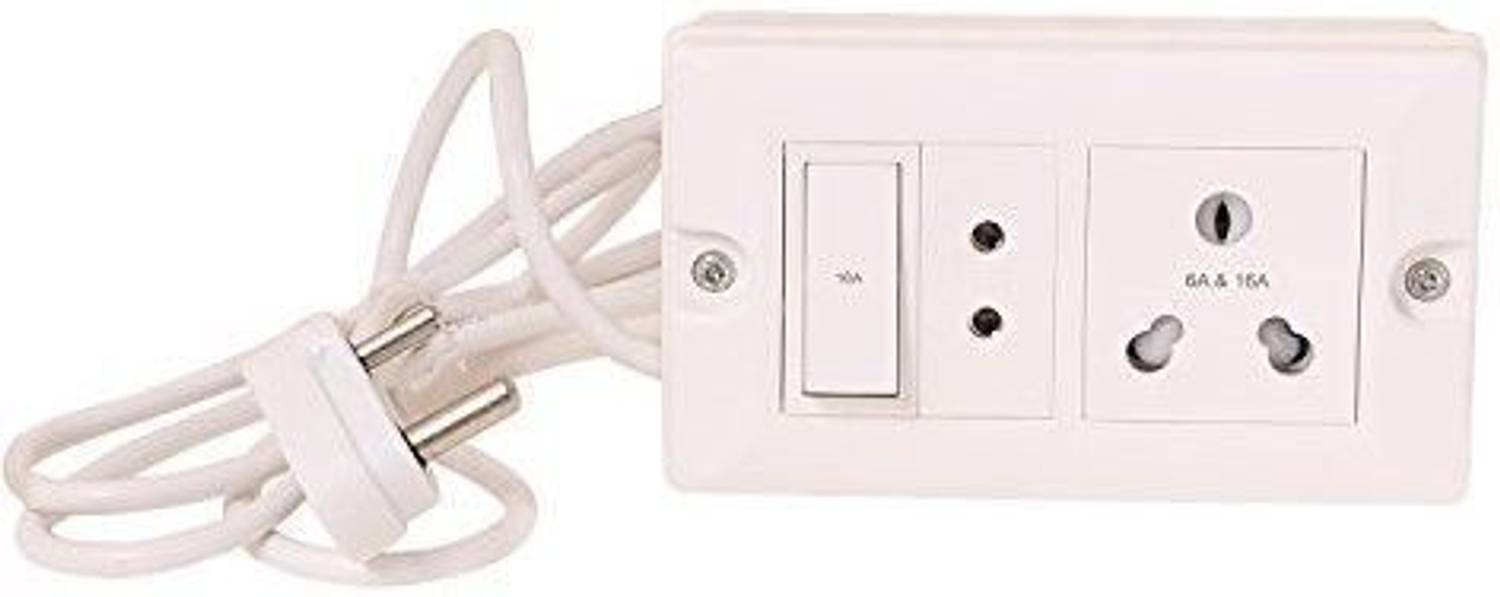 BAHUL Power strip extension multi outlet board mini modular 16 amp switches 4 METER WIRE HEAY DUTY WITH POWER PLUG BIG LOAD CAPACITY 1500 WATT 2 Socket Extension Boards