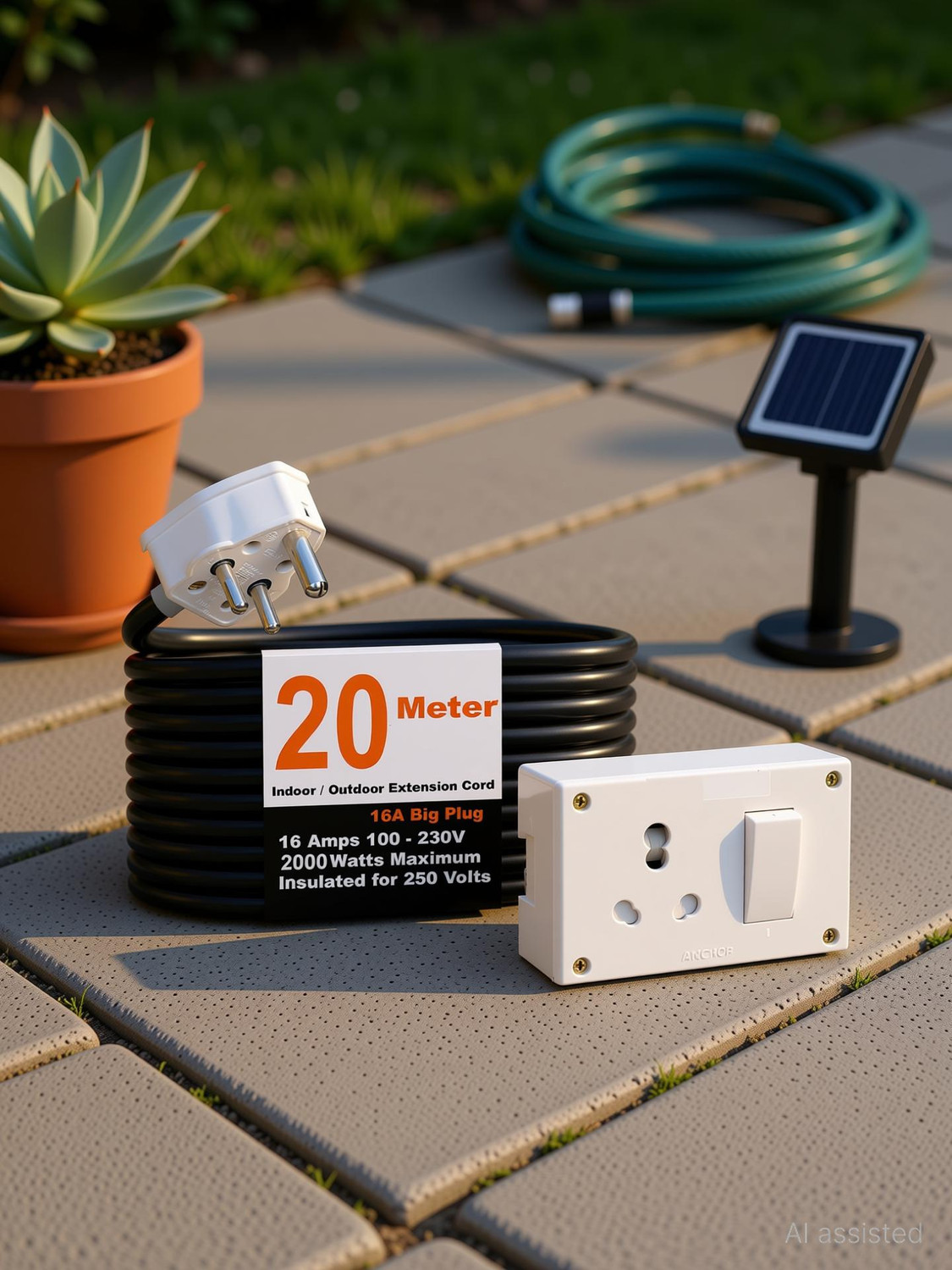 Image of JELECTRICALS Premium Extension Board For Heavy Duty (2000W) 220 Volts With 20 Meter 1 Socket Extension Boards
