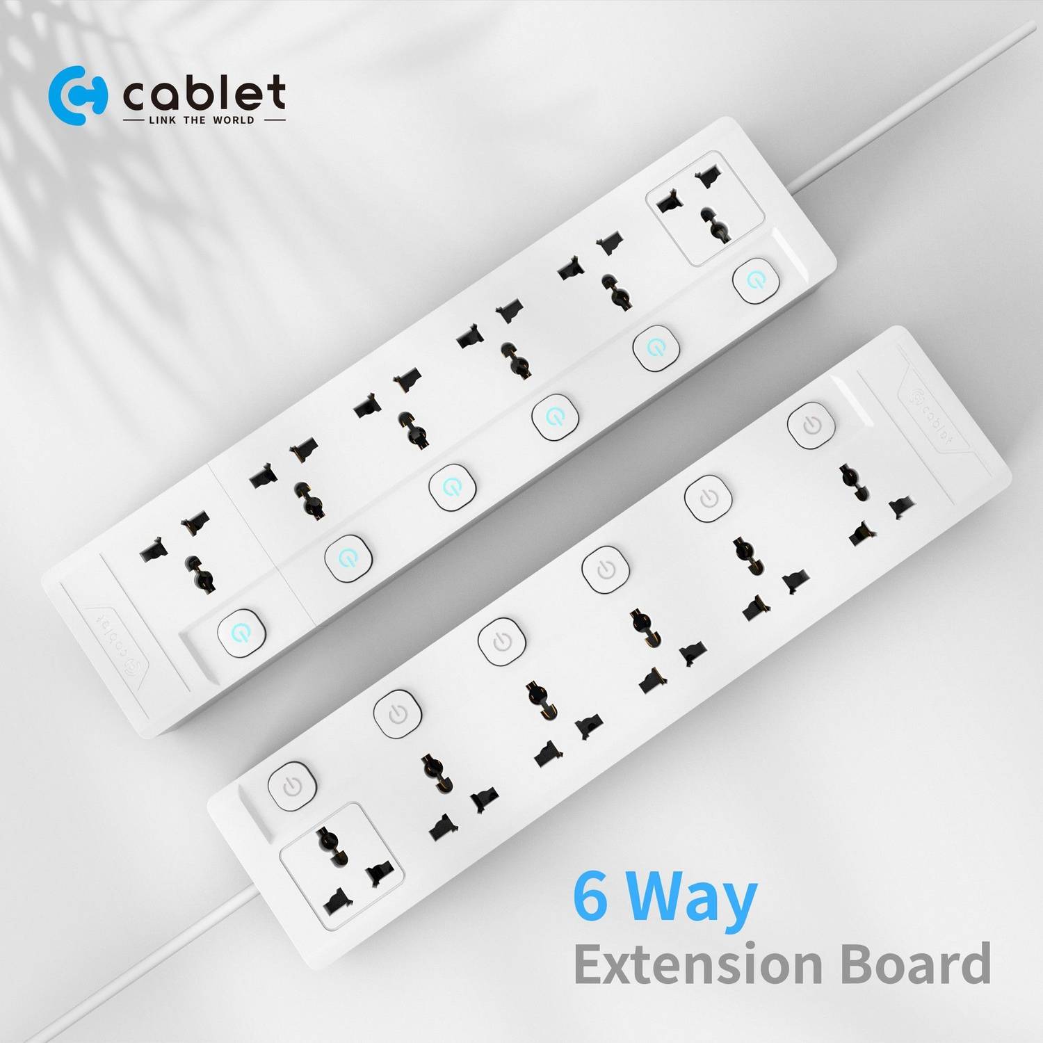 Cablet 6060-45 - 6 Universal Socket, 6 Switch and 4.5m Heavy Duty Cable 6 Socket Extension Boards