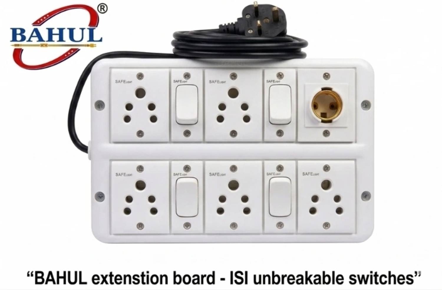 BAHUL Extension board | Integrated Bulb Holder | 4 Meter Wire 3 Socket Extension Boards