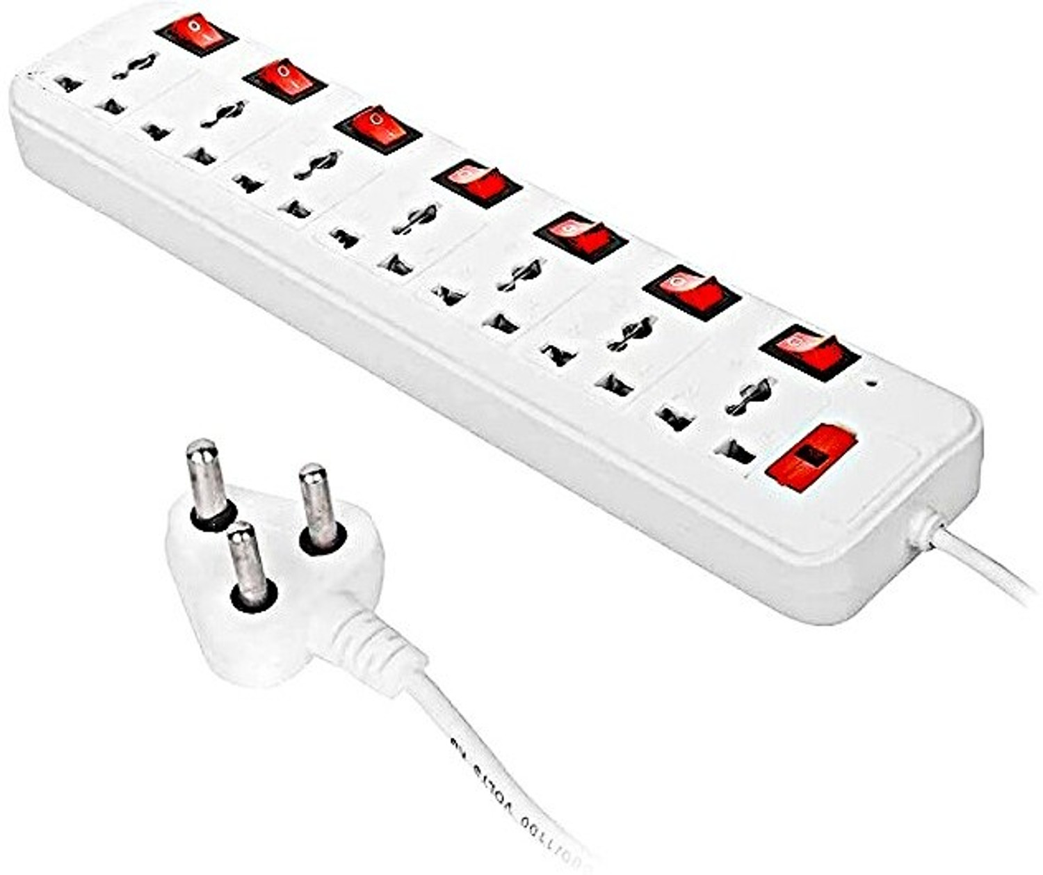 Image of Skeisy 7+7 Multi Plug Master Switch, 3.6 Meters Cord - 6 AMP, Black 7 Socket 7 Socket Extension Boards