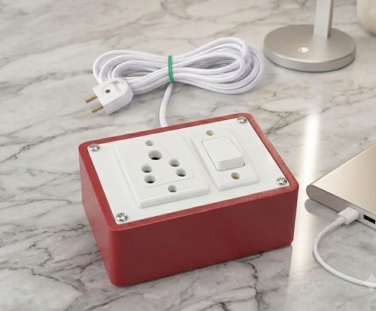 Image of ELITRO Premium 6A Multi-Plug Extension Board 4x4inch With 3 Meters chord 1 Socket Extension Boards