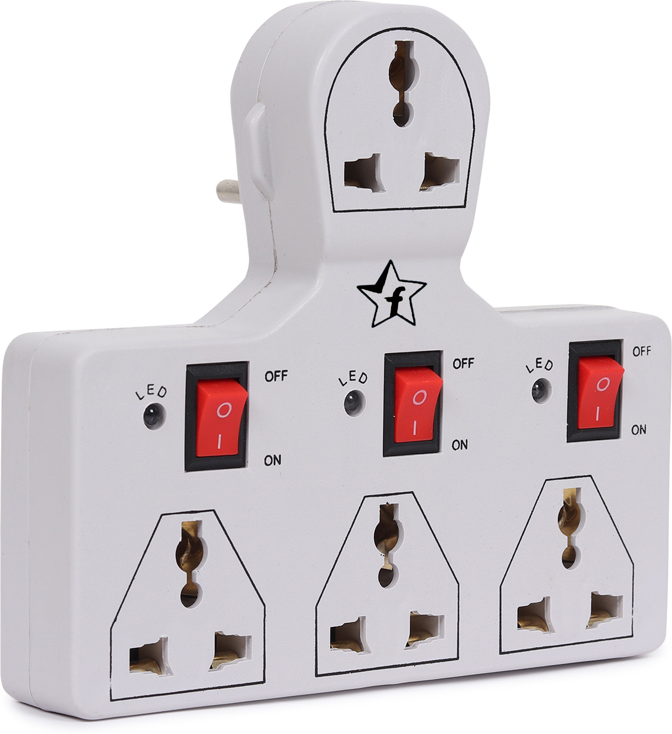Image of Flipkart SmartBuy 4 UNIVERSAL SOCKET 3 SWITCH MULTI PLUG EXTENSION BOARD 6 A Three Pin Socket