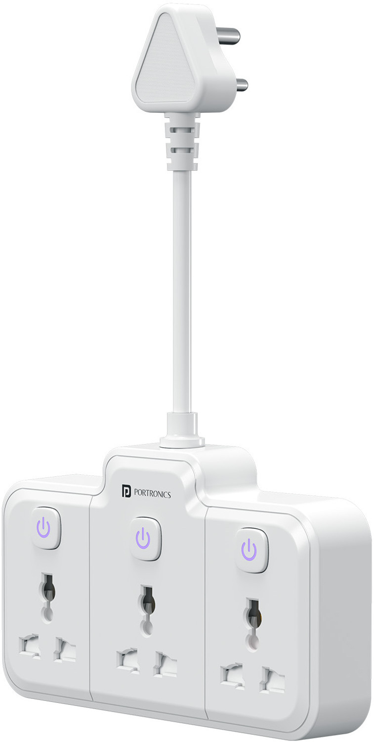 Image of Portronics Power Plate Nano, 3-in-1 Power Extender with Individual Switches & Flexible Cord 3 Socket Extension Boards
