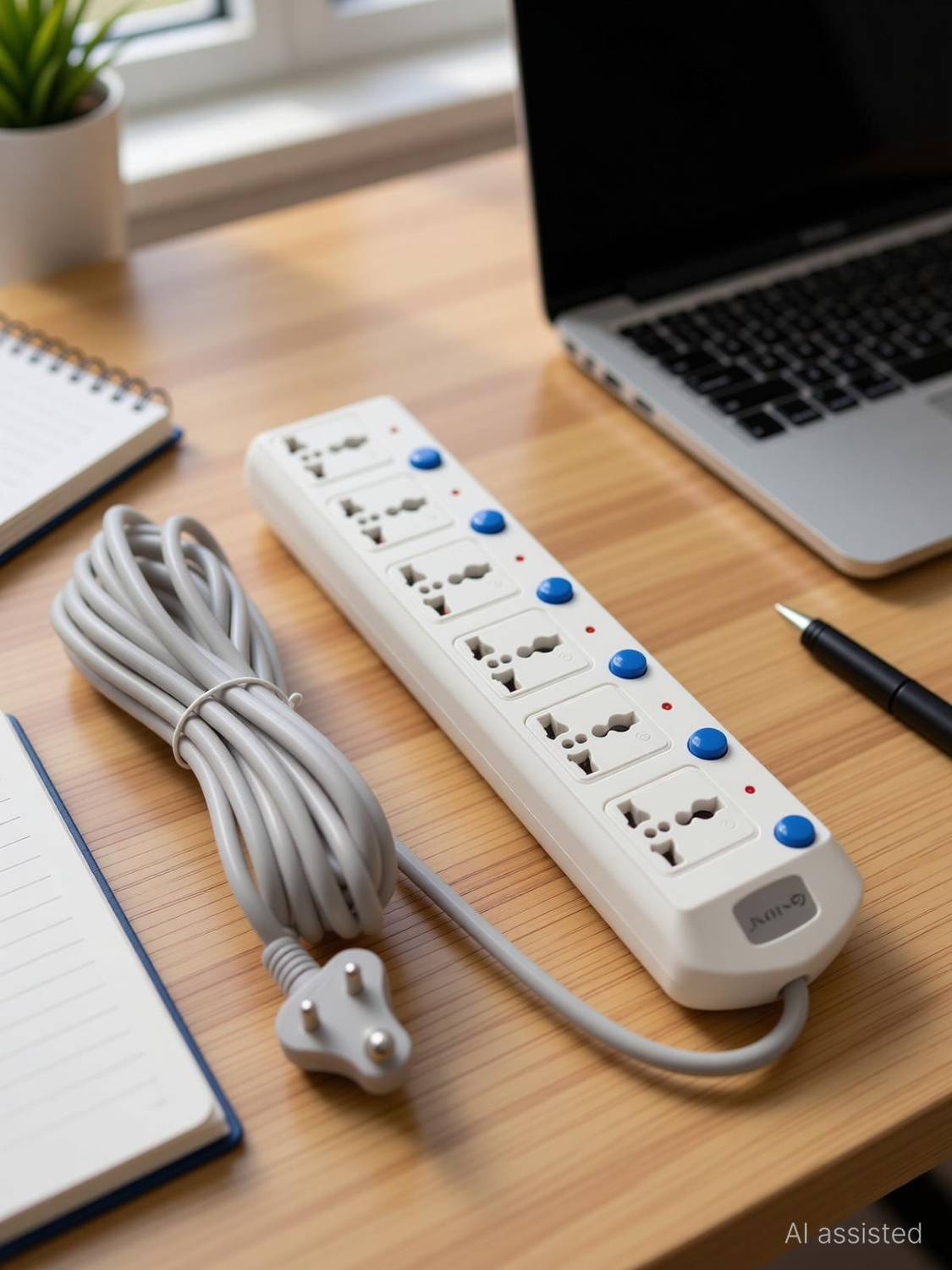 Stone 6 Way Computer Power Strip with Switches - Image 1