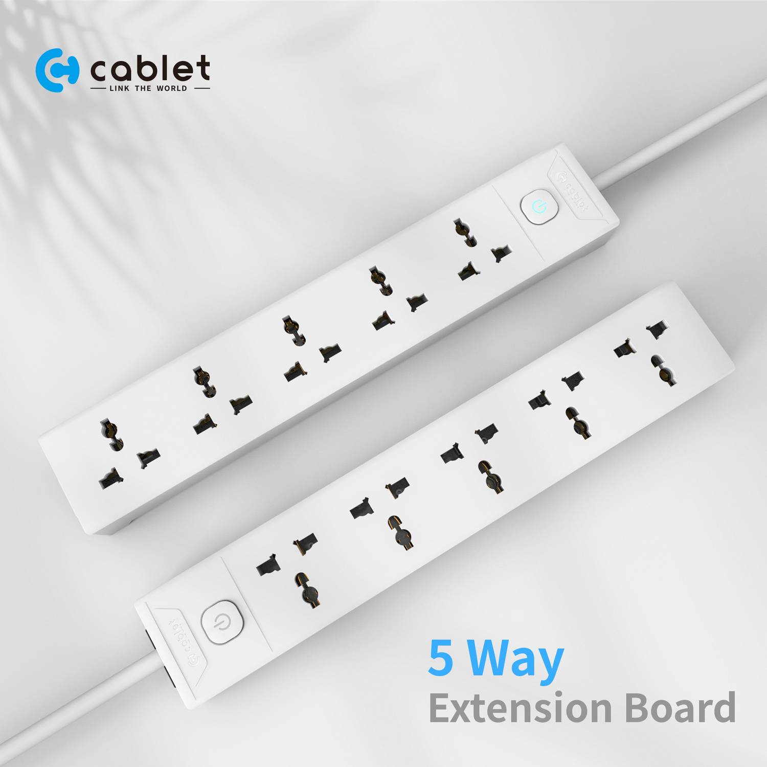 Cablet 5010-18 - 5 Universal Socket, 1 Switch and 1.8m Heavy Duty Cable 5 Socket Extension Boards