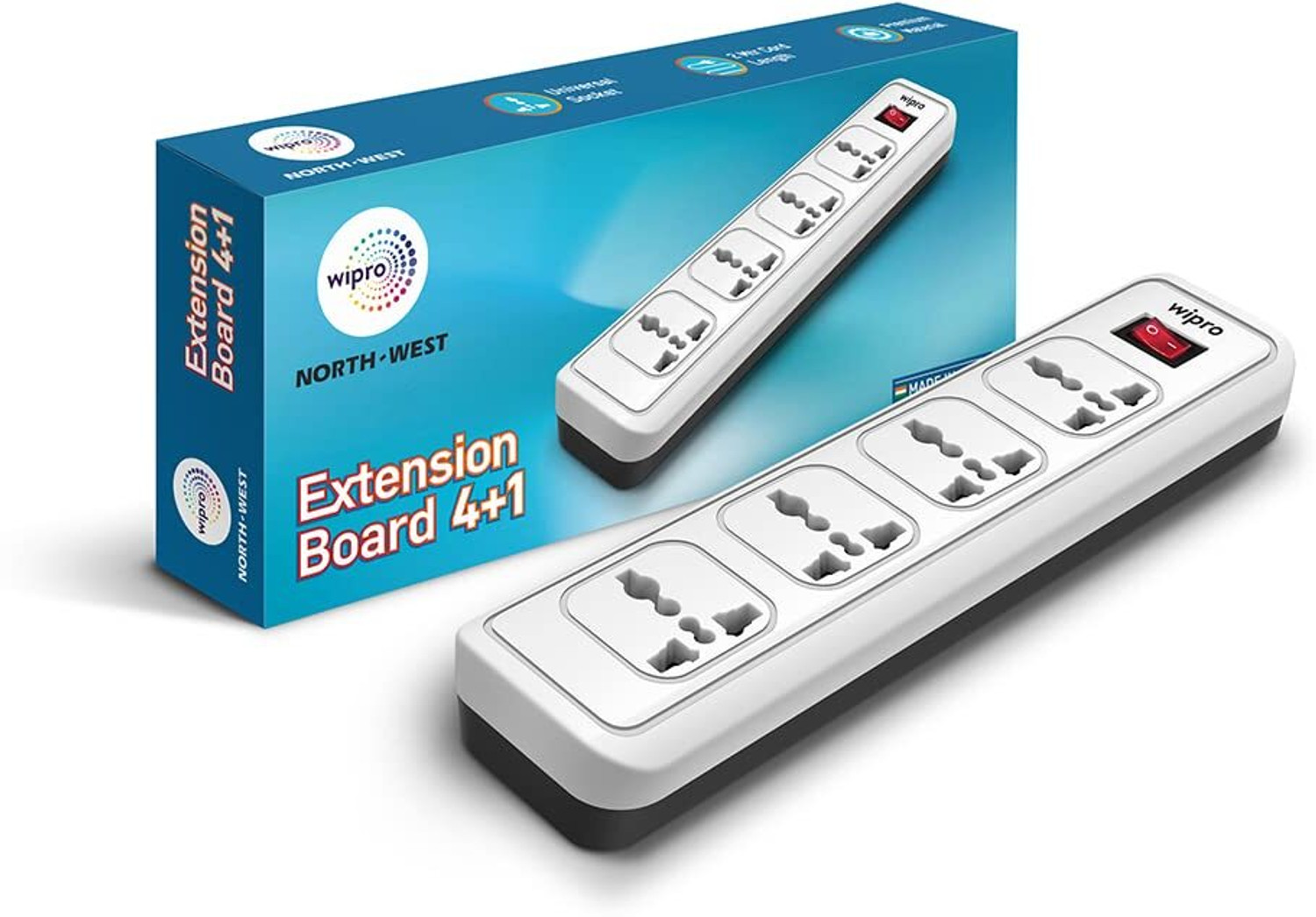 Image of Wipro Essential 4 Plus 1 4 Socket Extension Boards