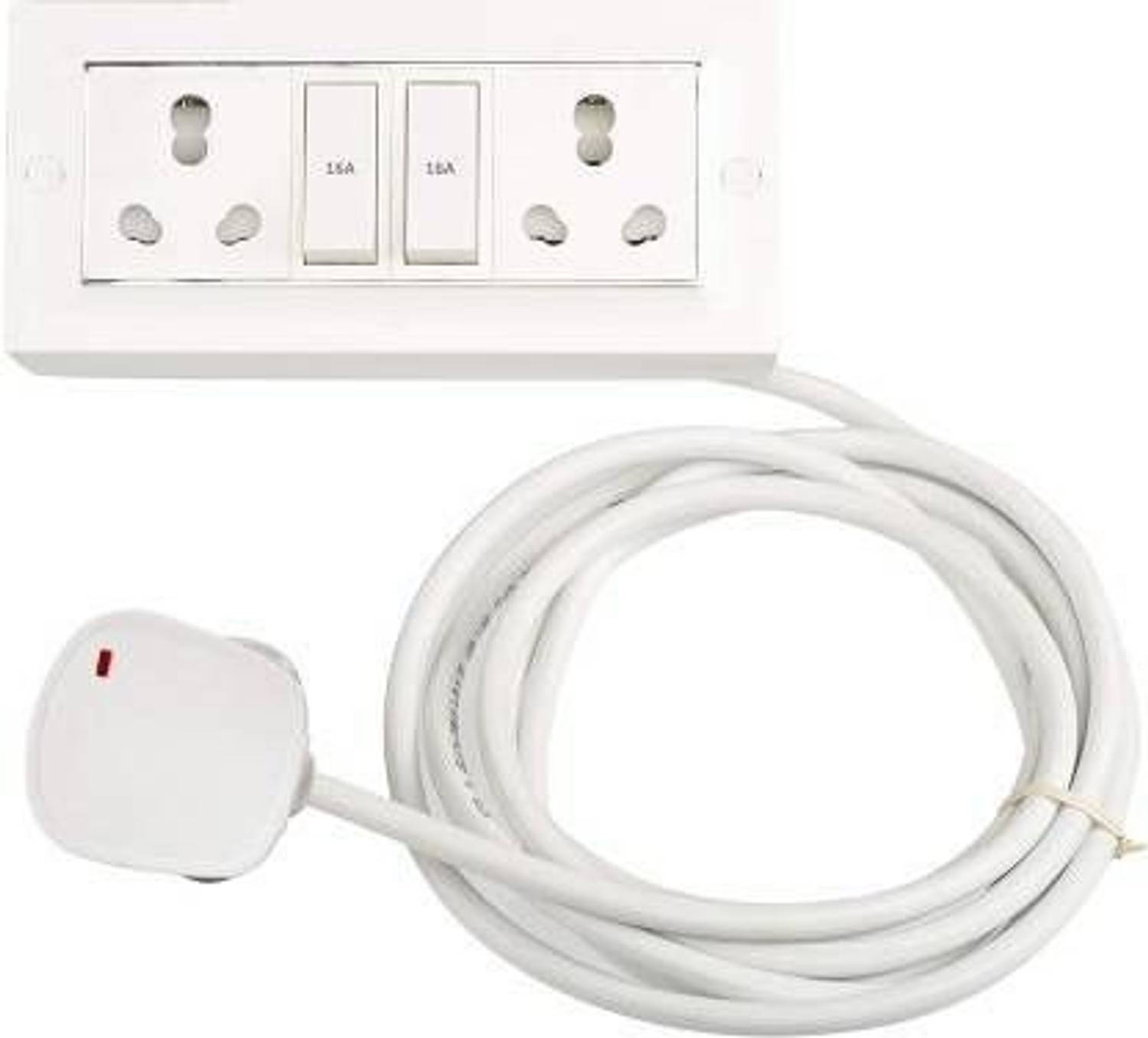 BAHUL Extension Board - 16A/20A with Two Switch and Heavy Duty 4 Meter Wire (White) 2 Socket Extension Boards