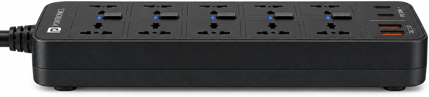 Image of Portronics POR 3440 6 Socket Extension Boards (Black, 2 m, With USB Port)