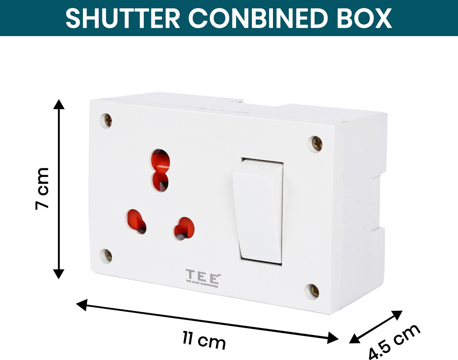 Image of The Elite Electrotek Shutter Combined Switch Socket Board Heavy-Duty Wall Mount Power Box 1 Socket Extension Boards
