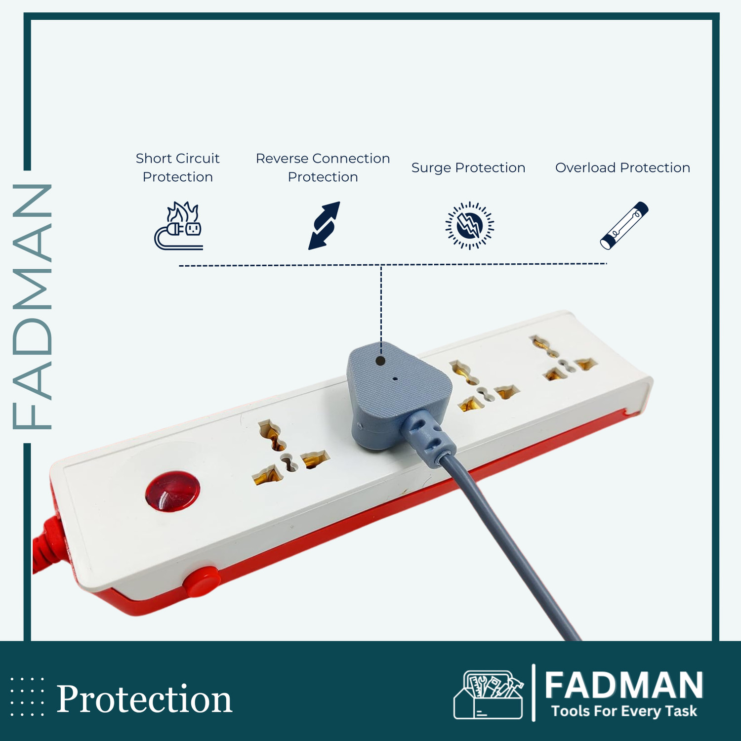 Image of FADMAN Universal Spikeguard 5 Meter 4 Socket Extension Boards