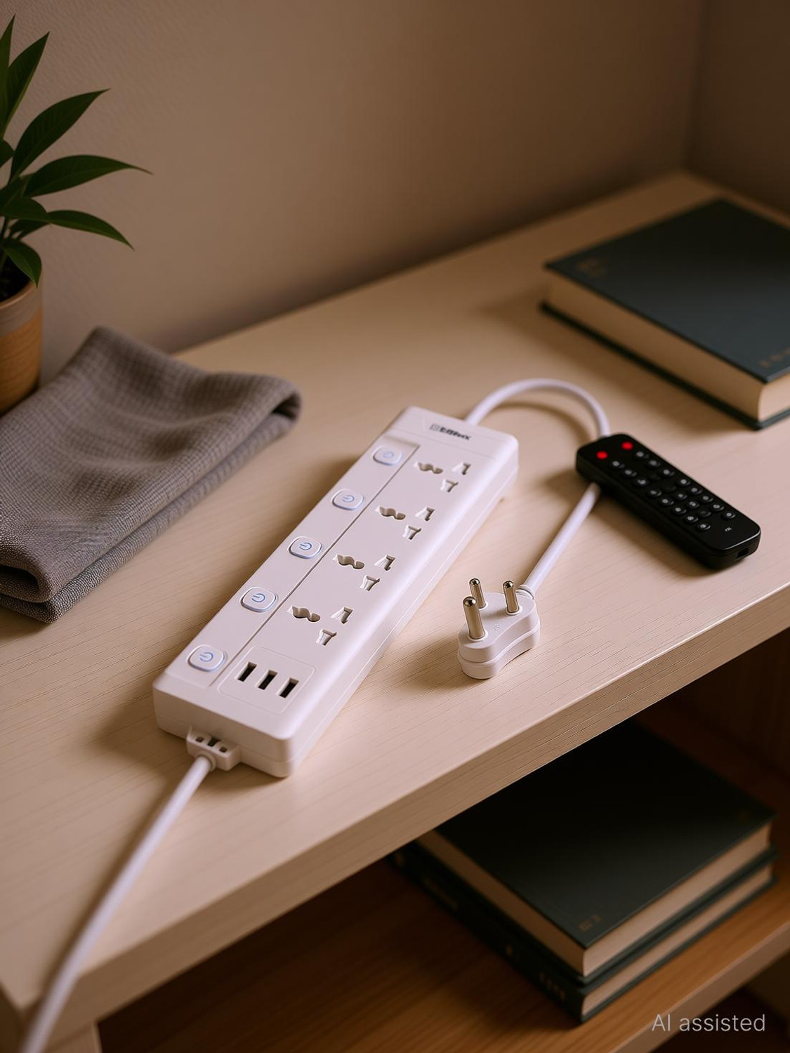Image of EMBox Extension Boards with USB Port - 4 Universal Sockets and 3 USB (2.4 A) Charging Ports with Indicator, 1.8 mtr Cord, Individial Switch Safety Shutter Protection, Extension Cord with USB 4 Socket Extension Boards