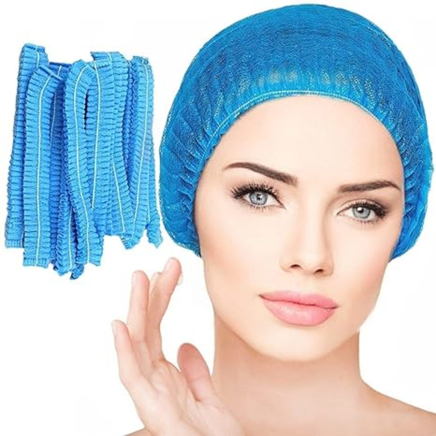Image of MasterShip Blue 100 Breathable Nonwoven Bouffant Caps I Medical Cap I Hair Net Cape ISalon Surgical Head Cap