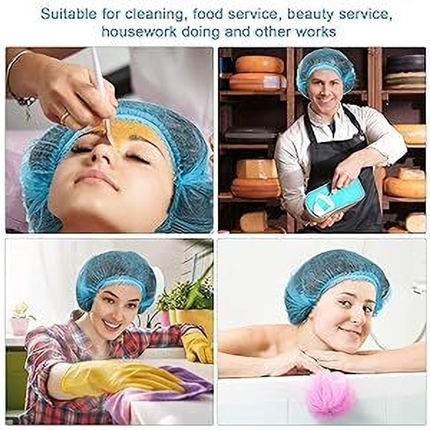 Image of MasterShip Blue 100 Breathable Nonwoven Bouffant Caps I Medical Cap I Hair Net Cape ISalon Surgical Head Cap