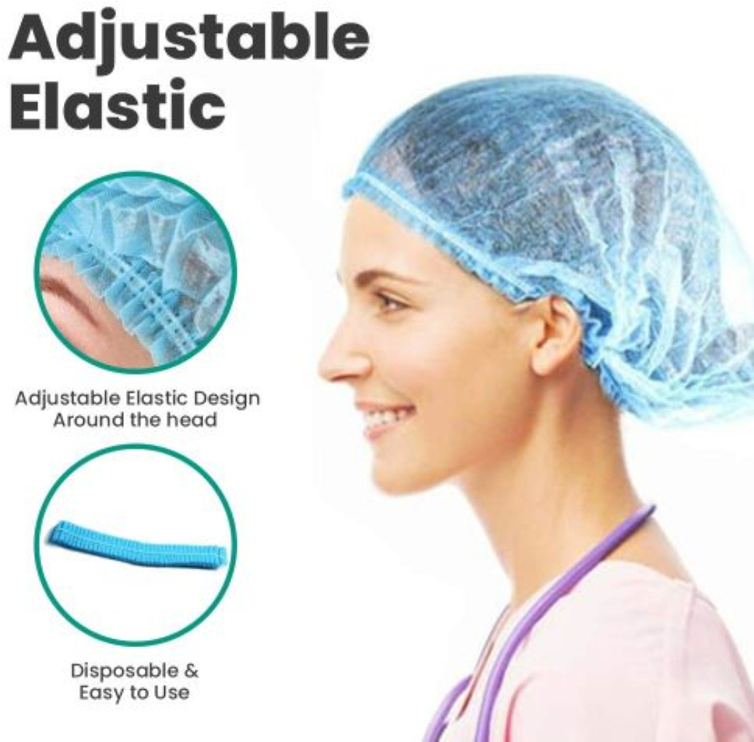 Image of MasterShip Blue 100 Breathable Nonwoven Bouffant Caps I Medical Cap I Hair Net Cape ISalon Surgical Head Cap