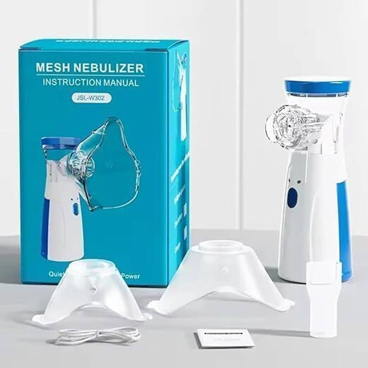 JM SELLER Portable Nebulizer for Adults,Kids for Breathing Problem White-Blue Nebulizer