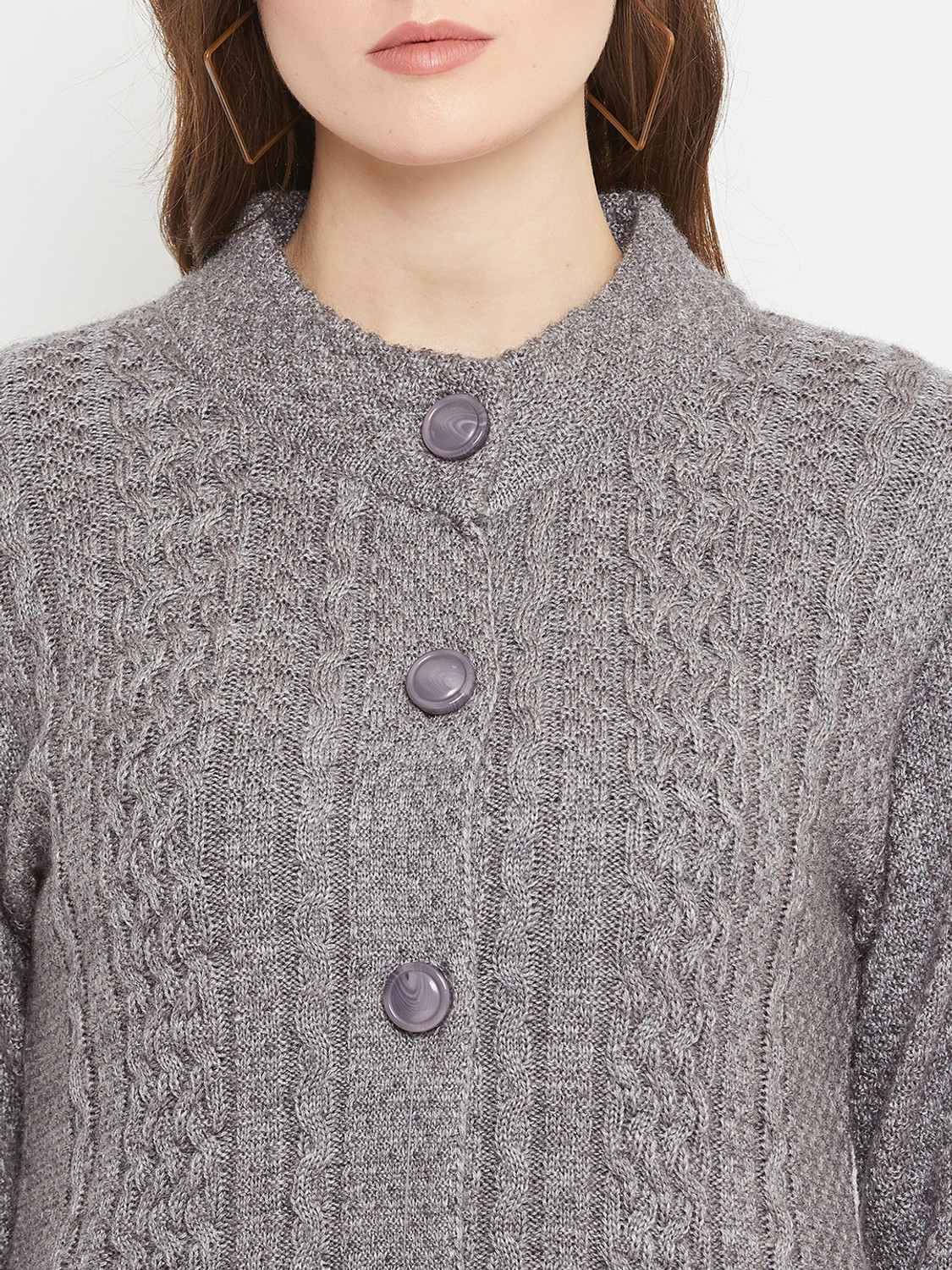 Image of Zigo Women Self Design Round Neck Grey Sweater