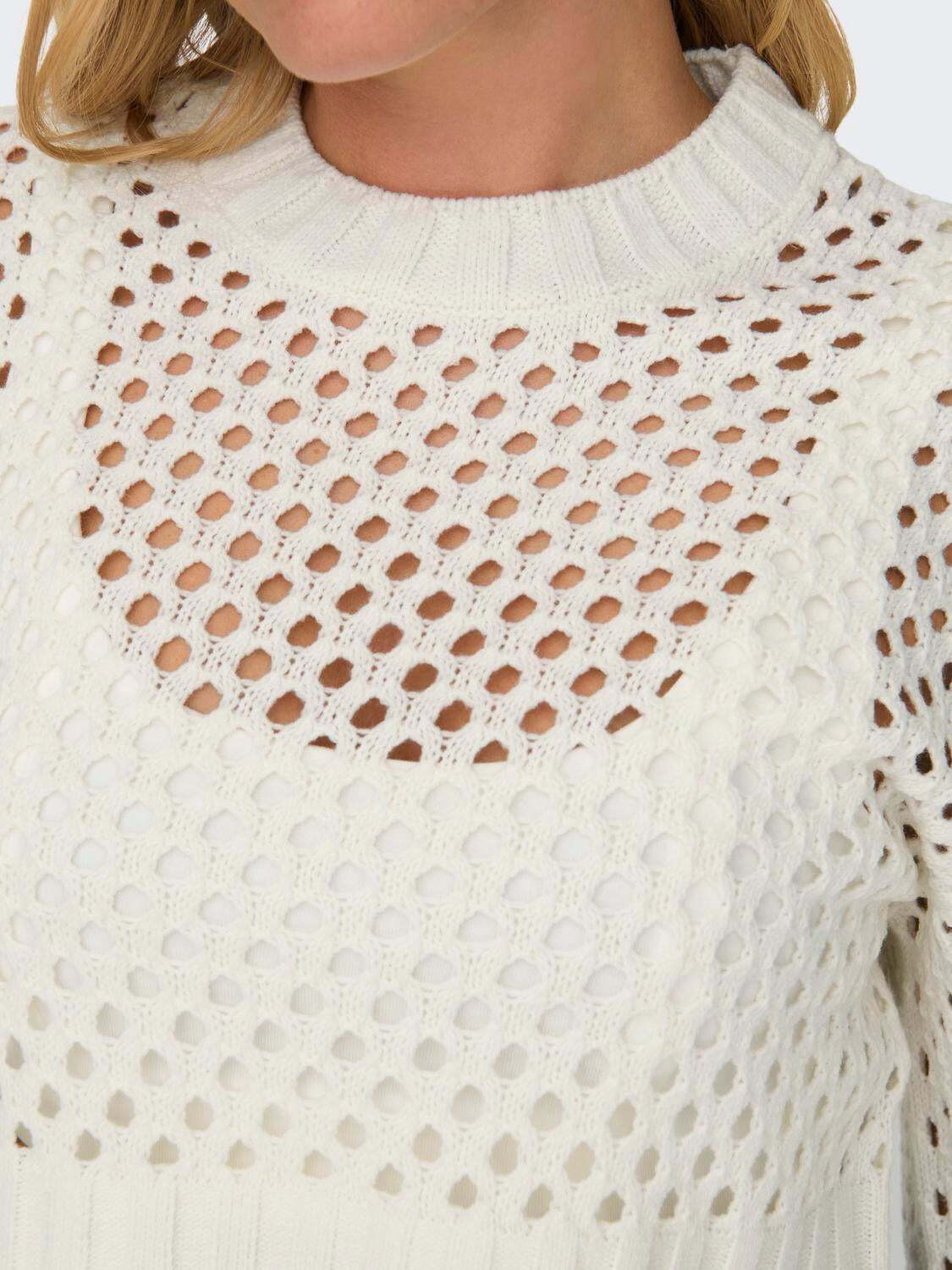 Image of KOTTY Self Design High Neck Casual Women White Sweater